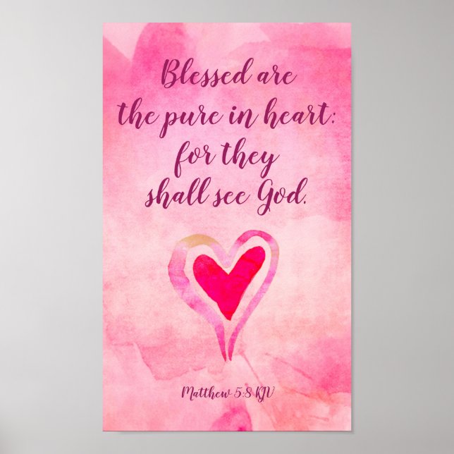 Affiche Bénis soient les purs dans le coeur - Matthieu 5:8 (Devant)