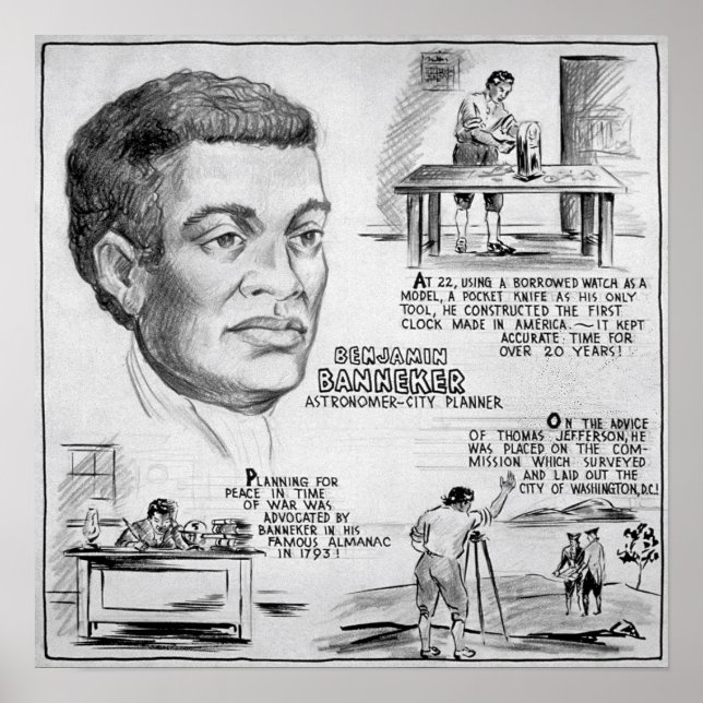 Affiche Benjamin Banneker scientifique noir américain (Devant)