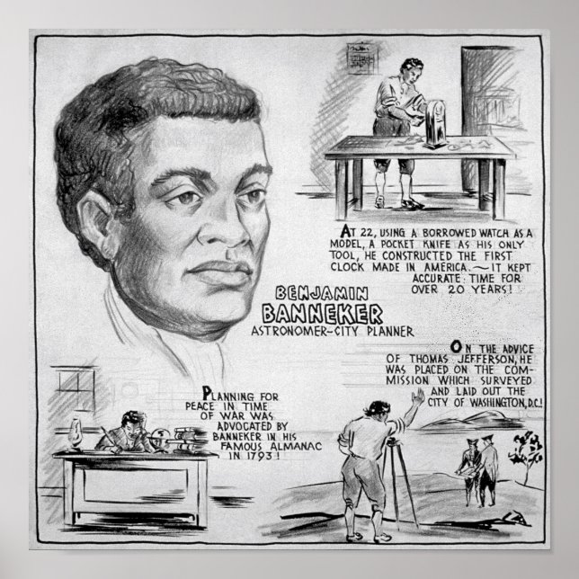 Affiche Benjamin Banneker scientifique noir américain (Devant)