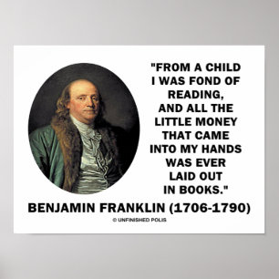 Affiche Benjamin Franklin Fond De Lecture Citation D'Argen