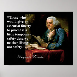 Affiche Benjamin Franklin Liberty Freedom Citation Imprime