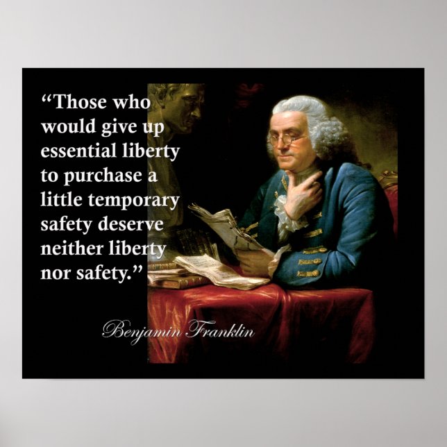 Affiche Benjamin Franklin Liberty Freedom Citation Imprime (Devant)