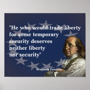 Affiche Benjamin Franklin Quote on Liberty