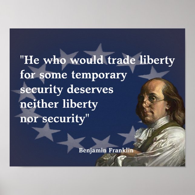 Affiche Benjamin Franklin Quote on Liberty (Devant)