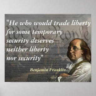 Affiche Benjamin Franklin Quote on Liberty