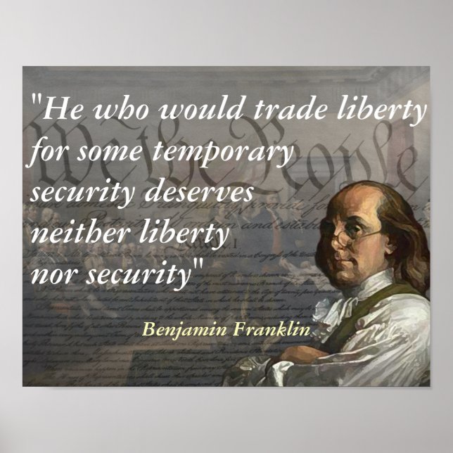 Affiche Benjamin Franklin Quote on Liberty (Devant)