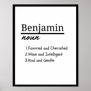 Affiche Benjamin, Garçon Nom Personnalisé Définition