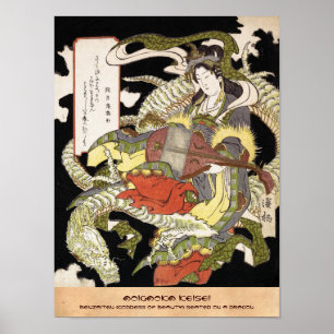 Affiche Benzaiten (Déesse de la Beauté) assis sur un Drago