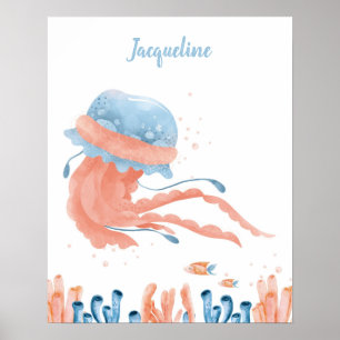 Affiche Berceuse de méduse lunaire personnalisable