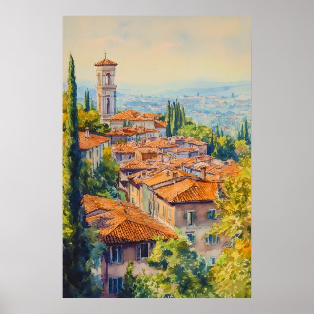 Affiche Bergame Aquarelle 1 (Devant)