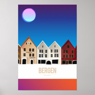 Affiche Bergen, Norvège