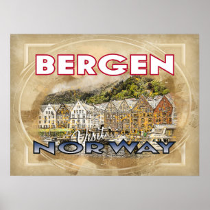 Affiche Bergen, Visit Norway