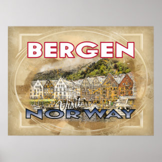 Affiche Bergen, Visit Norway