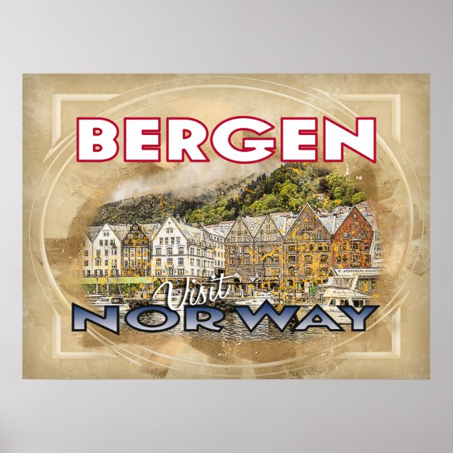 Affiche Bergen, Visit Norway (Devant)