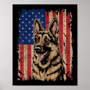 Affiche Berger Allemand 4 juillet Patriotique Etats-Unis I