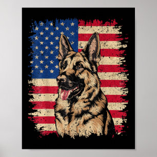Affiche Berger Allemand 4 juillet Patriotique Etats-Unis I