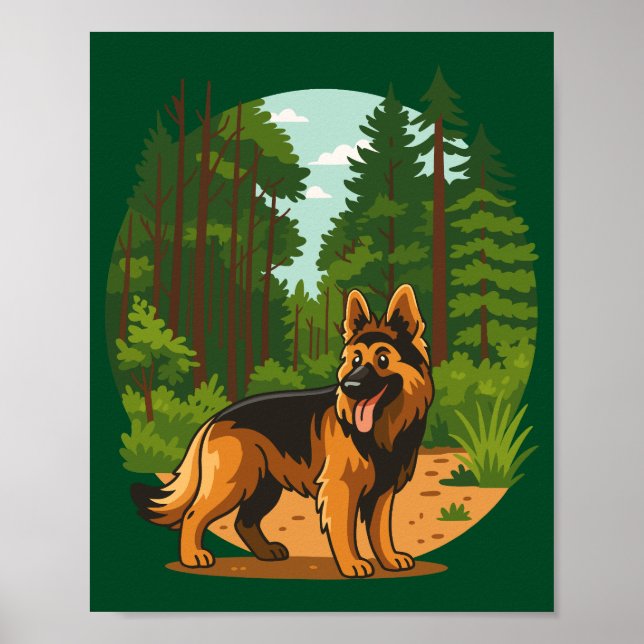 Affiche Berger allemand Aventure en forêt Chien  (Devant)