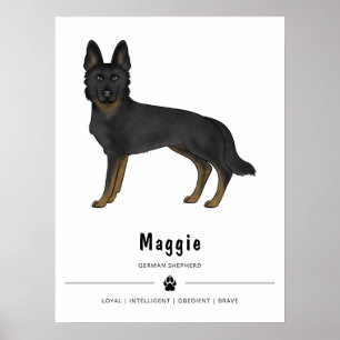 Affiche Berger Allemand Bi-Noir Chien Mignon Et Texte Pers