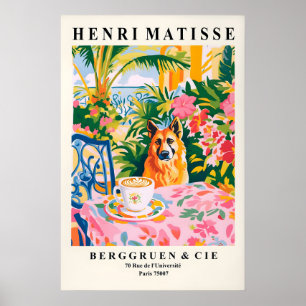 Affiche Berger Allemand Buvant du Café Art Imprimé Matisse