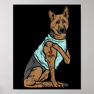 Affiche berger allemand I Love Maman Tattoo K9 Amoureux de