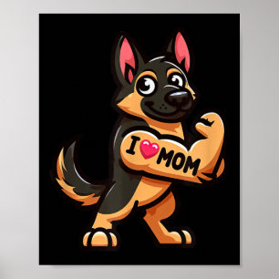 Affiche Berger allemand J'aime maman Funny Chien Tattoo