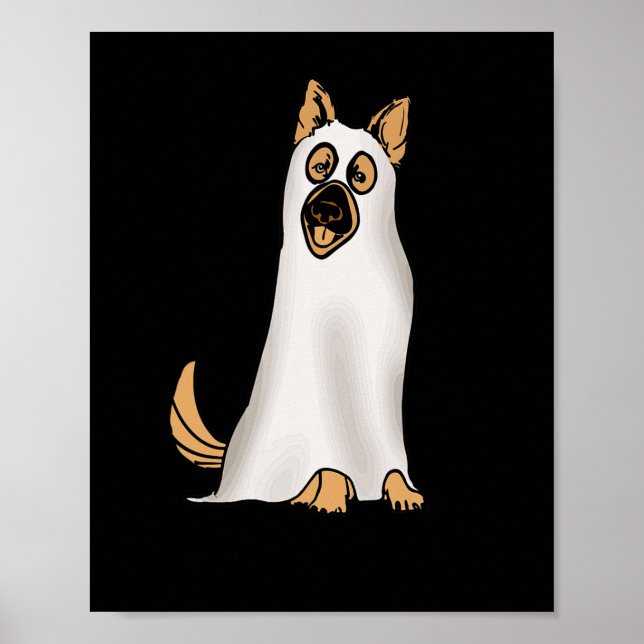Affiche Berger allemand mignon chien porter Fantôme drôle  (Devant)