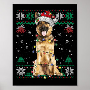 Affiche Berger Allemand Noël Père Noël Sweater Chien lâche