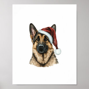 Affiche Berger allemand Père Noël Chien Noël