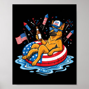 Affiche Berger allemand rétro bière usa 250e anniversaire