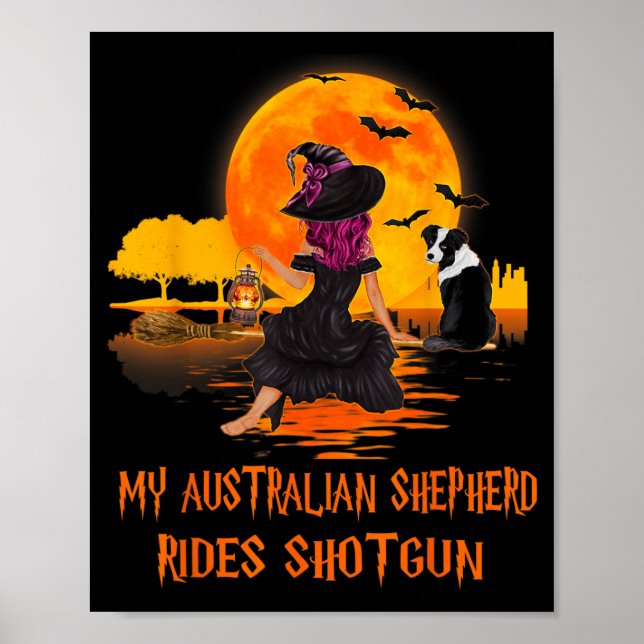 Affiche Berger Australien à l'avant avec Chien et Sorcière (Devant)