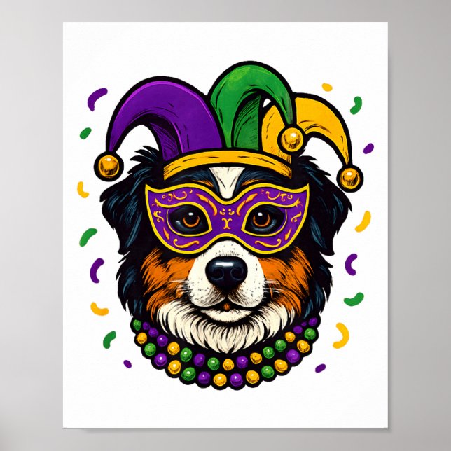 Affiche Berger Australien Aussie Chien Carnaval Mardi Gras (Devant)