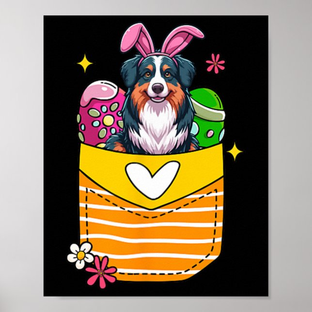 Affiche Berger Australien Bunny Oeufs De Chocolat De Pâque (Devant)