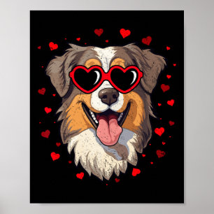 Affiche Berger Australien Saint-Valentin Cœur Amoureux de 