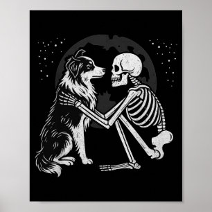 Affiche Berger Australien Squelette Lune Halloween Chien