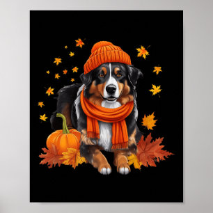 Affiche Berger Australien Thanksgiving Citrouille Chien Au