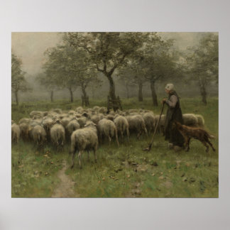 Affiche Berger avec un troupeau de moutons, Anton Mauve