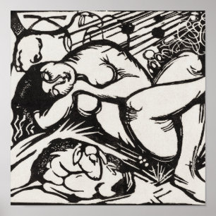 Affiche Berger endormi Franz Marc Woodcut