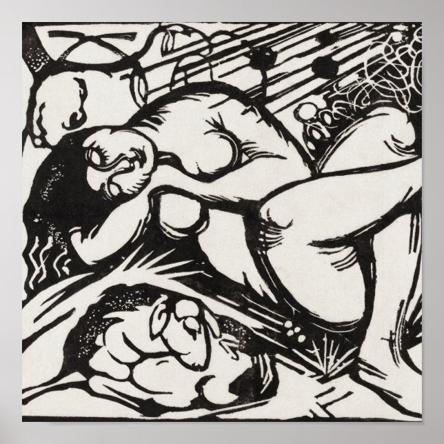 Affiche Berger endormi Franz Marc Woodcut (Devant)
