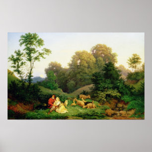 Affiche Berger et berger dans un paysage allemand