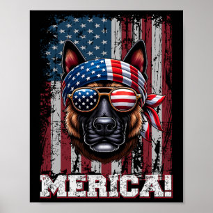 Affiche Berger néerlandais patriotique Amoureux des chiens