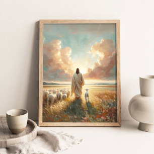 Affiche Berger Sauve l'Un, Art Chrétien, Jésus Berger