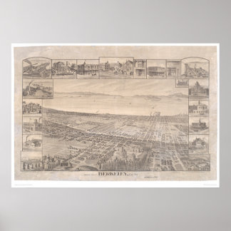 Affiche Berkeley, CA. Carte panoramique 1891 (0099A) - Res