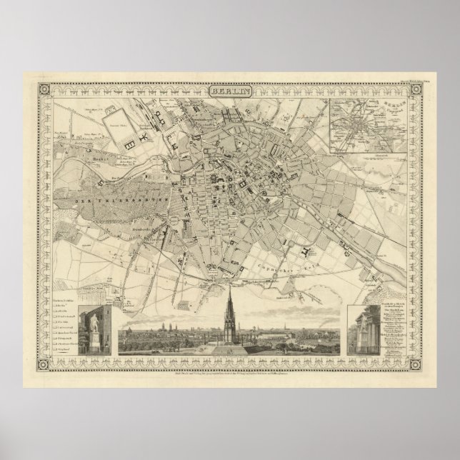 Affiche Berlin 1850 Map, Historic German City Illustration (Devant)