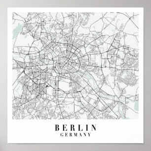 Affiche Berlin Allemagne Blue Water Street Carte