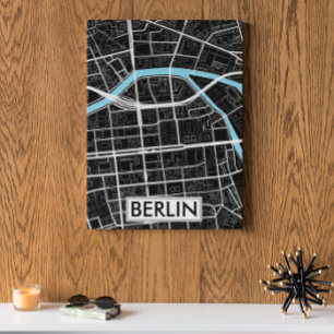 Affiche Berlin Allemagne - Carte de la ville noire