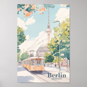 Affiche Berlin Allemagne Gouache Peinture Illustration Voy