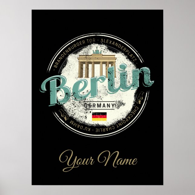 Affiche Berlin Allemagne Porte de Brandebourg Souvenir Vin (Devant)