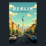 Affiche Berlin Allemagne Travel Art Vintage<br><div class="desc">Berlin design de voyage vectoriel rétro. La ville est réputée pour sa scène artistique et ses sites d'intérêt modernes comme la Philharmonie de Berliner,  aux toits dorés.</div>