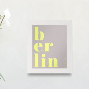 Affiche Berlin Allemagne typographie moderne jaune gris