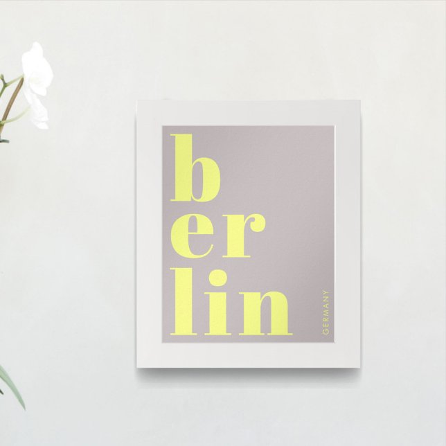Affiche Berlin Allemagne typographie moderne jaune gris (Créateur téléchargé)
